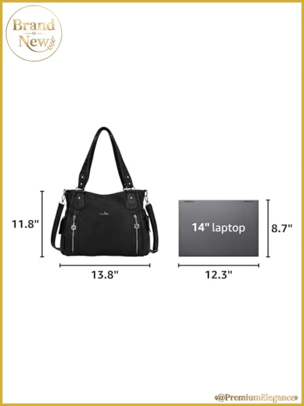 Women's Vegan Leather Hobo Handbag with Adjustable Strap